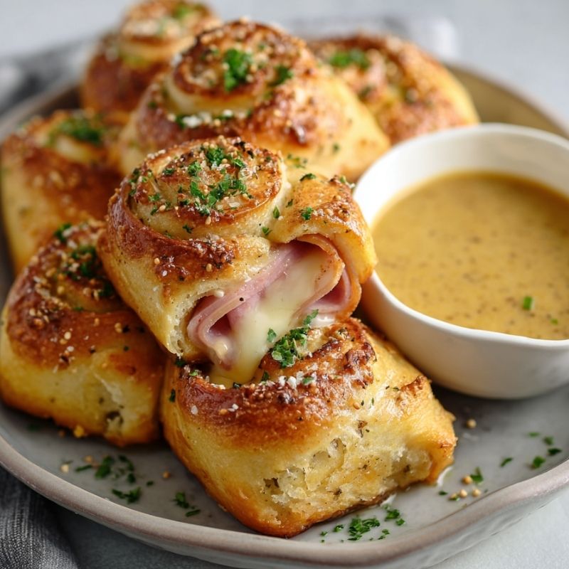 Mouthwatering Baked Ham And Cheese Rolls With Honey Mustard Sauce - PP159 Thumb Mouthwatering Baked Ham And Cheese Rolls With Honey Mustard Sauce