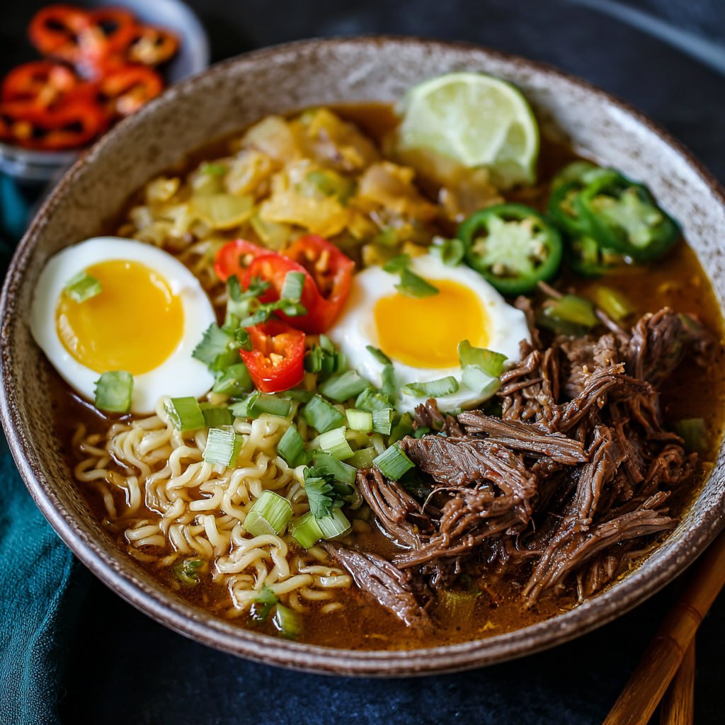 Comforting Slow Cooker Beef Ramen Noodles