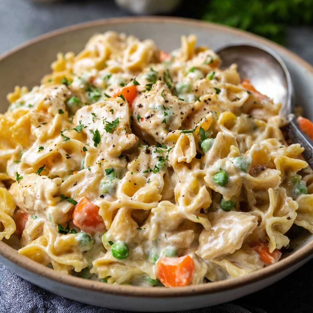 Family-Favorite Creamy Chicken Pot Pie Pasta - PP424 Thumb Family Favorite Creamy Chicken Pot Pie Pasta