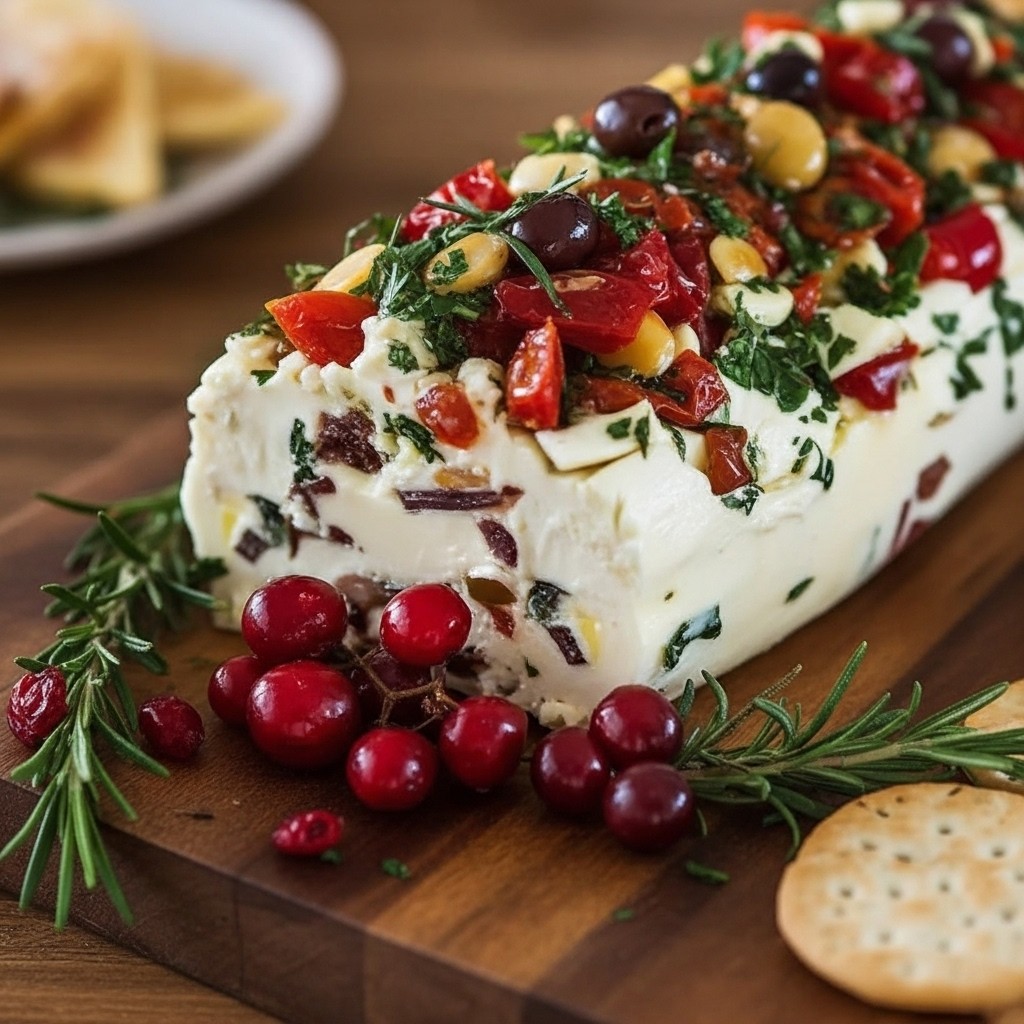 Festive Holiday Antipasto Cheese Log - PP555 Thumb Festive Holiday Antipasto Cheese Log