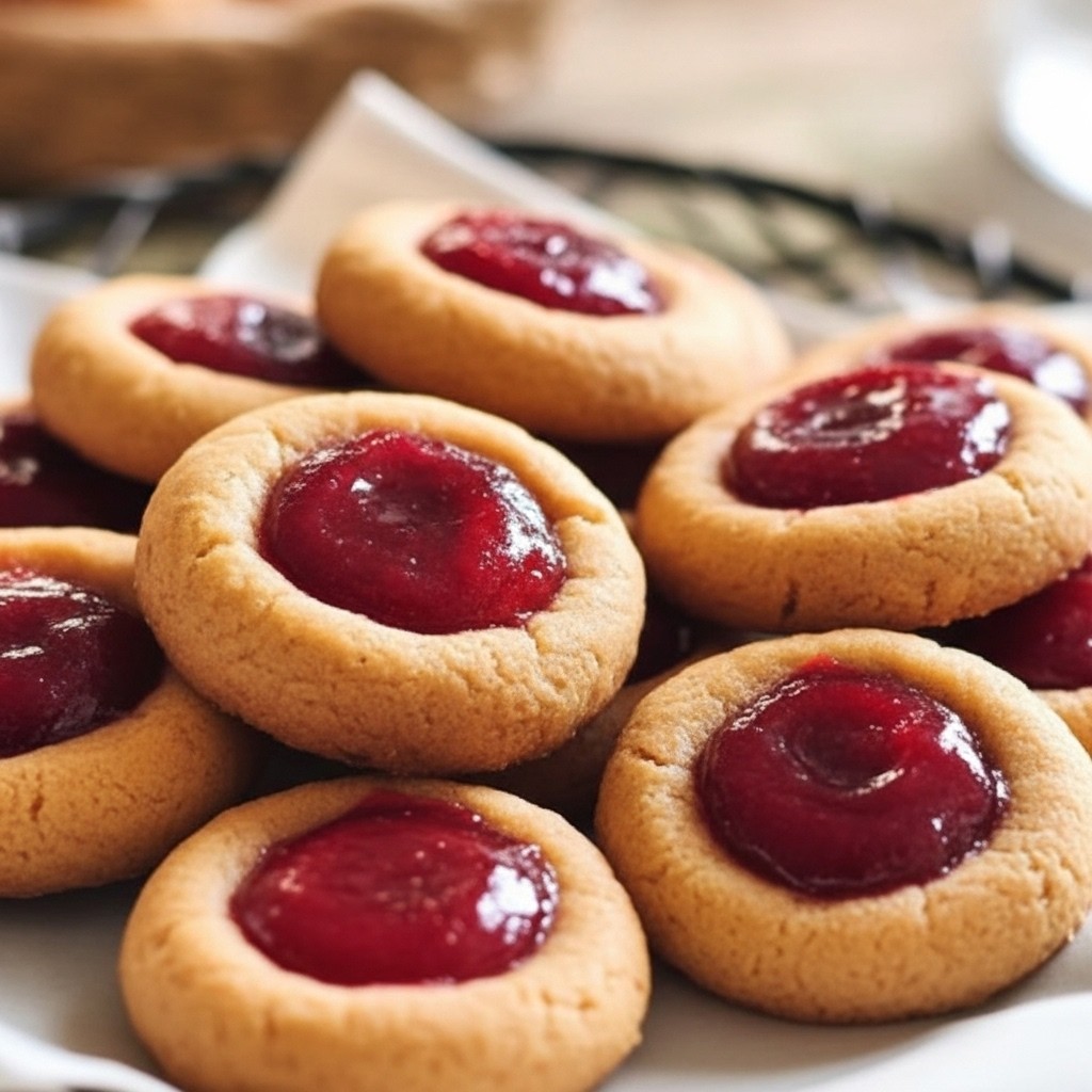 Gingerbread Thumbprint Cookies With Cranberry Jam