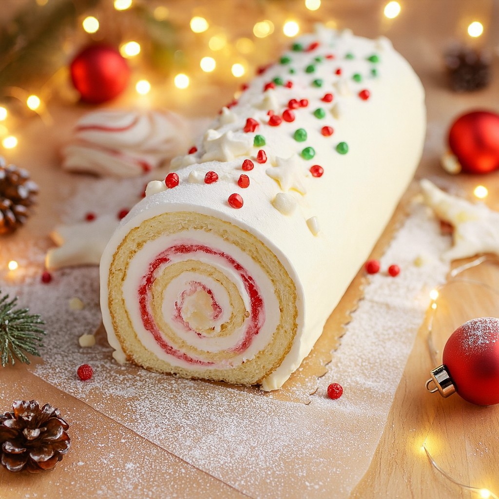 Festive Christmas Vanilla Roll Cake - PP644 Thumb Festive Christmas Vanilla Roll Cake Recipe