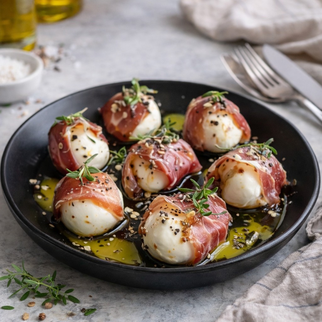Crispy Prosciutto Wrapped Mozzarella Bites