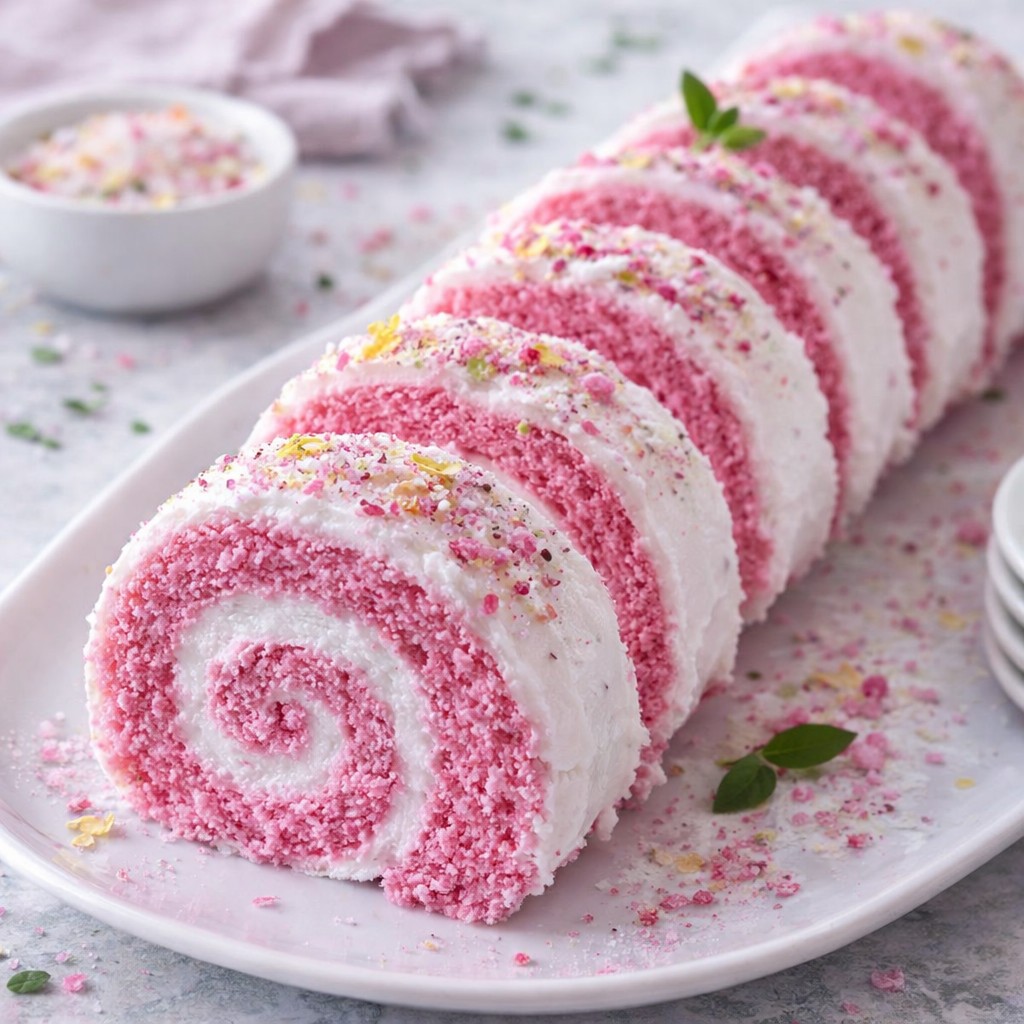 Moist Pink Velvet Cake Roll With Creamy Frosting - PP764 Thumb Moist Pink Velvet Cake Roll With Creamy Frosting