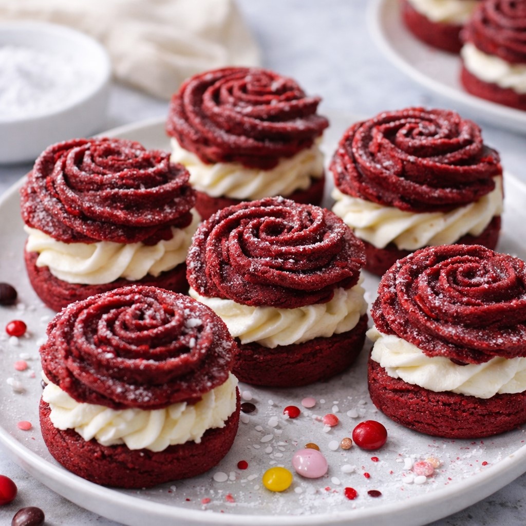 Elegant Red Velvet Rose Cookies