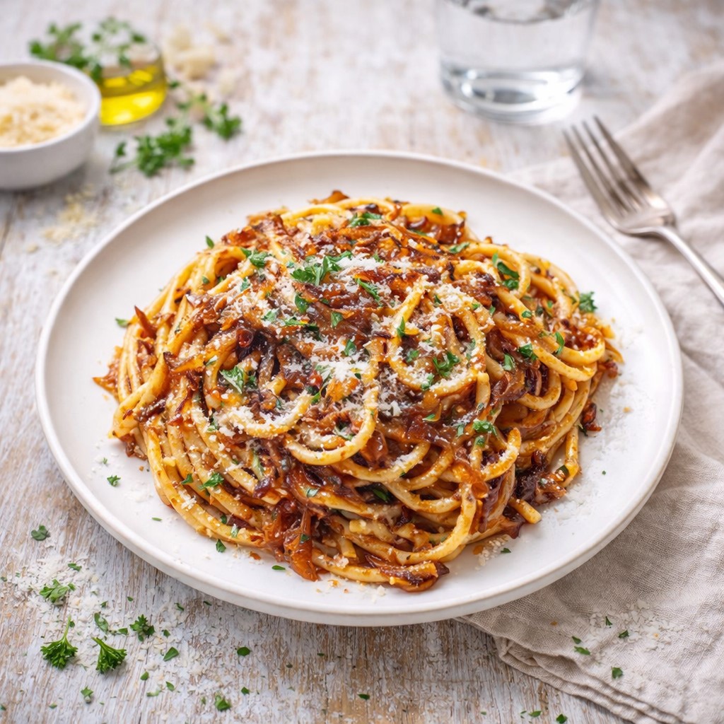 Caramelized Onion Pasta With Chili Oil - PP942 Thumb Caramelized Onion Pasta With Chili Oil