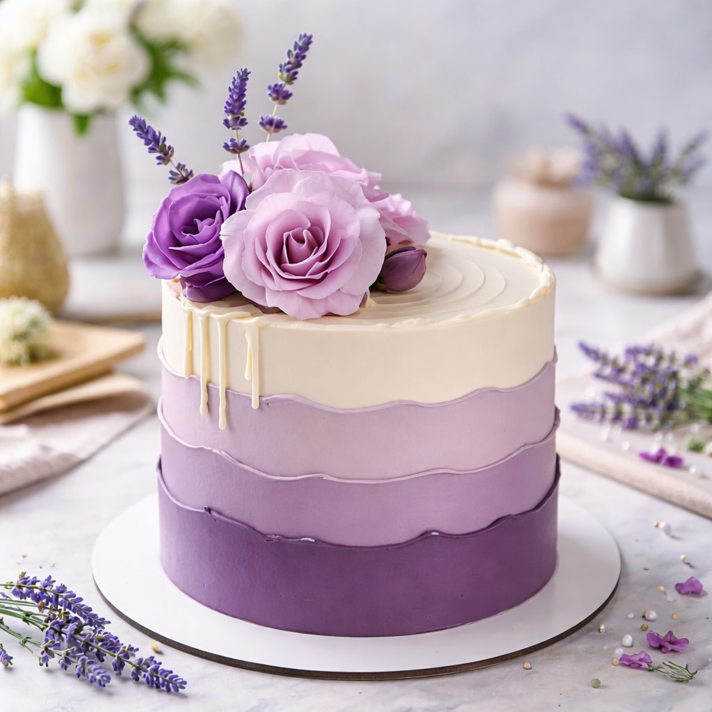 Creamy Purple Floral Cake - PP952 Thumb Creamy Purple Floral Cake
