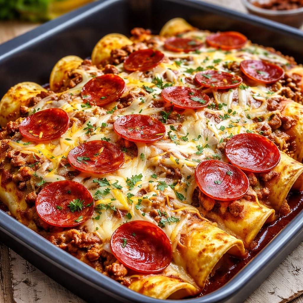 Pizza Enchiladas With Pepperoni Beef - PP959 Thumb Pizza Enchiladas With Pepperoni Beef