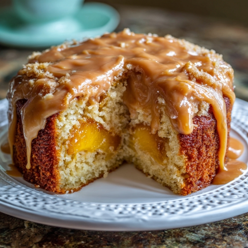 Buttery Peach Cake With Brown Sugar Frosting - PP1034 Thumb Peach Cake with Brown Sugar Frosting